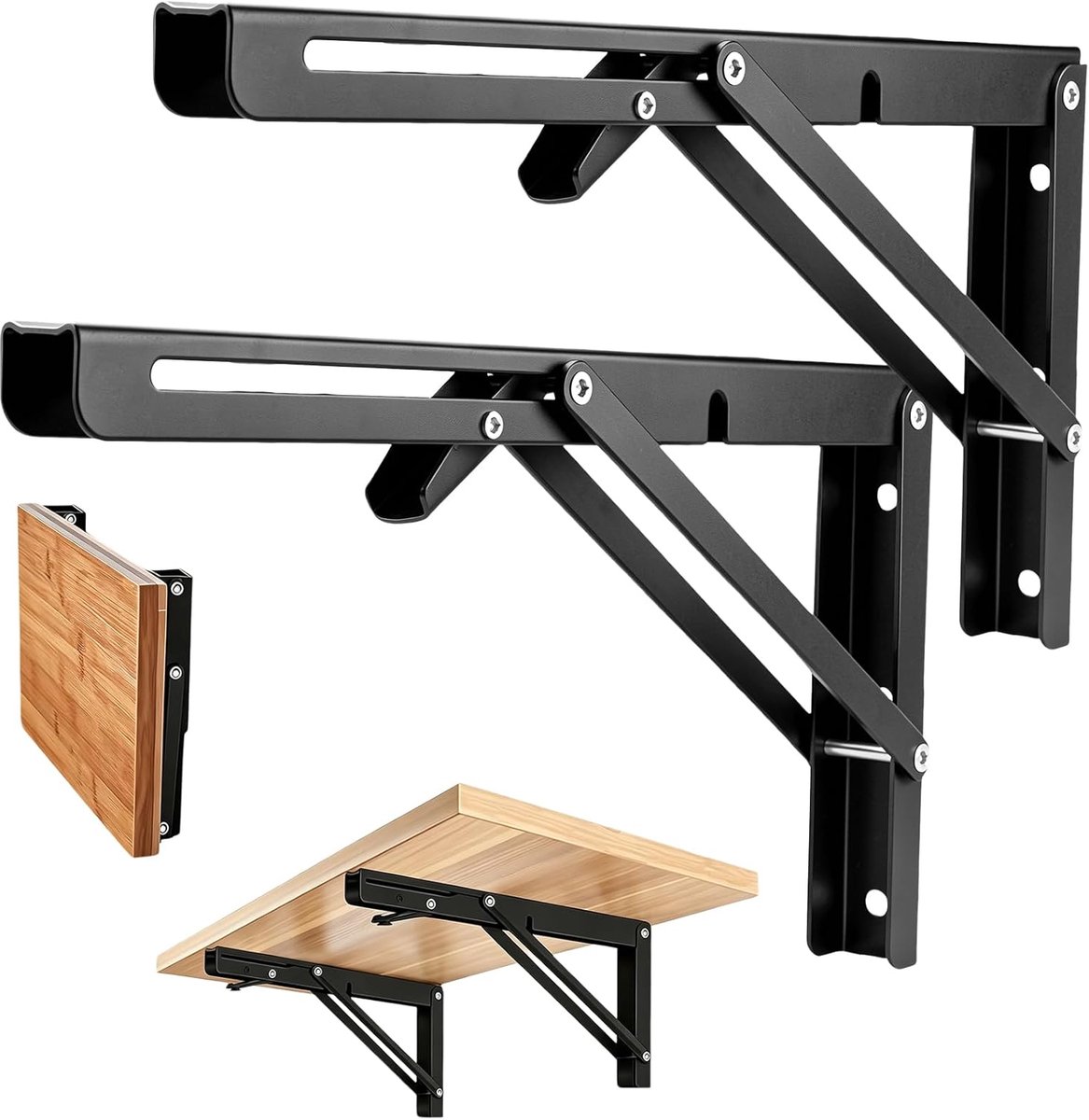 2 Pcs Folding Hinge with Lock, Folding Console, Heavy Duty Hinges, Stainless Steel, Shelf Brackets, Lockable Hinges - ShopVlot