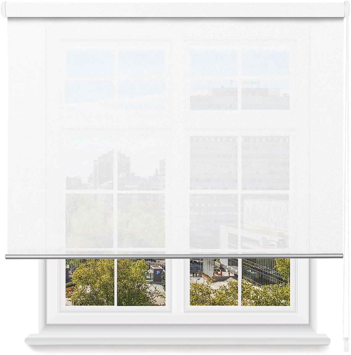 ITRONIQ Rolgordijn 120 x 200 cm - Lichtdoorlatend Rolgordijn Met Ketting - Zonwerend en Privacy - Wand en Plafond - Wit