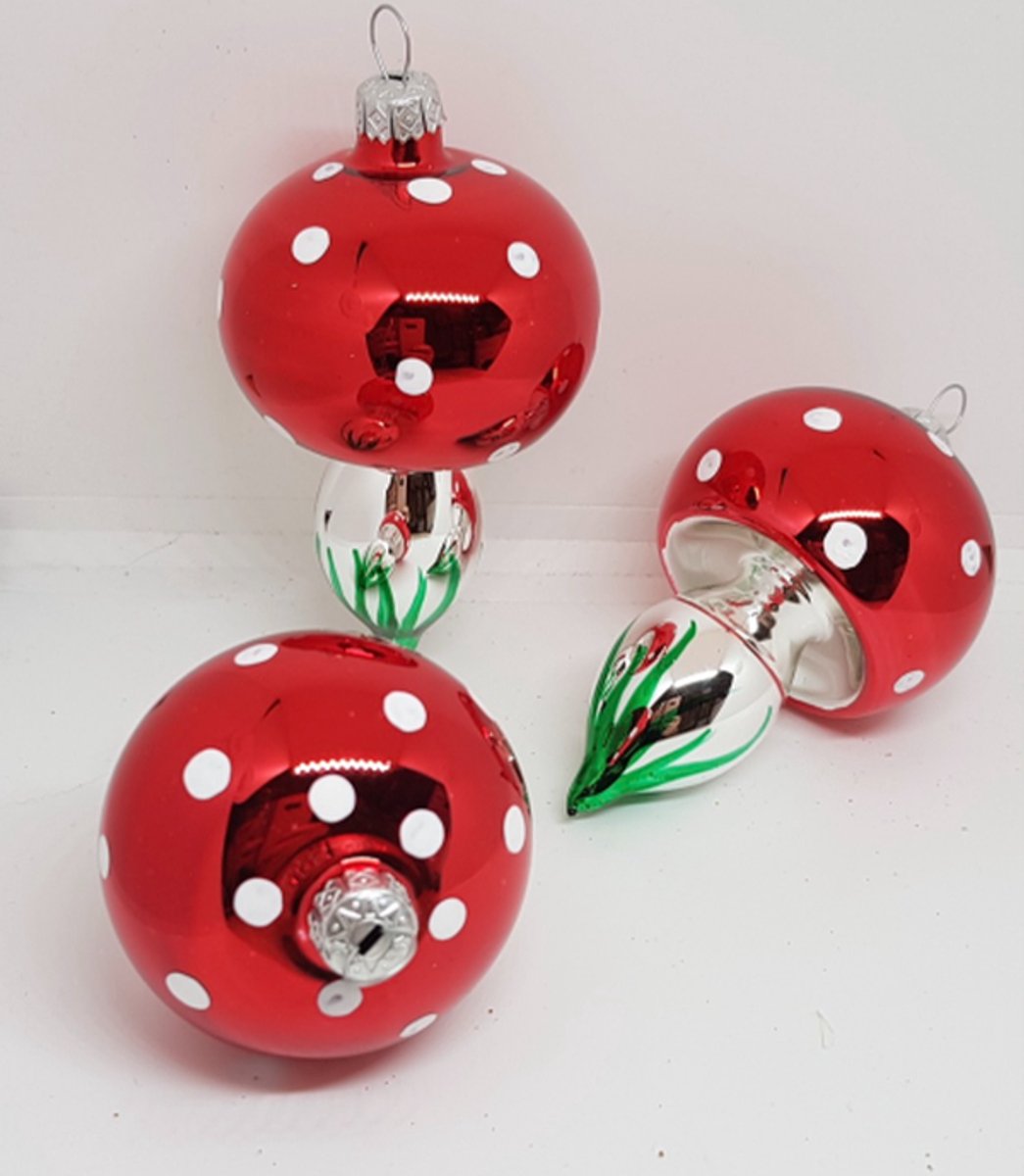 Kerstbal paddenstoel 9 cm /made in Poland