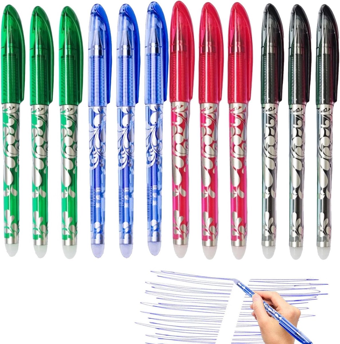 Erasable Ballpoint Pen, Erasable Eraser, 0.5mm Refillable Erasable Pens for School, Office, Notes and Homework, Gel - ShopVlot