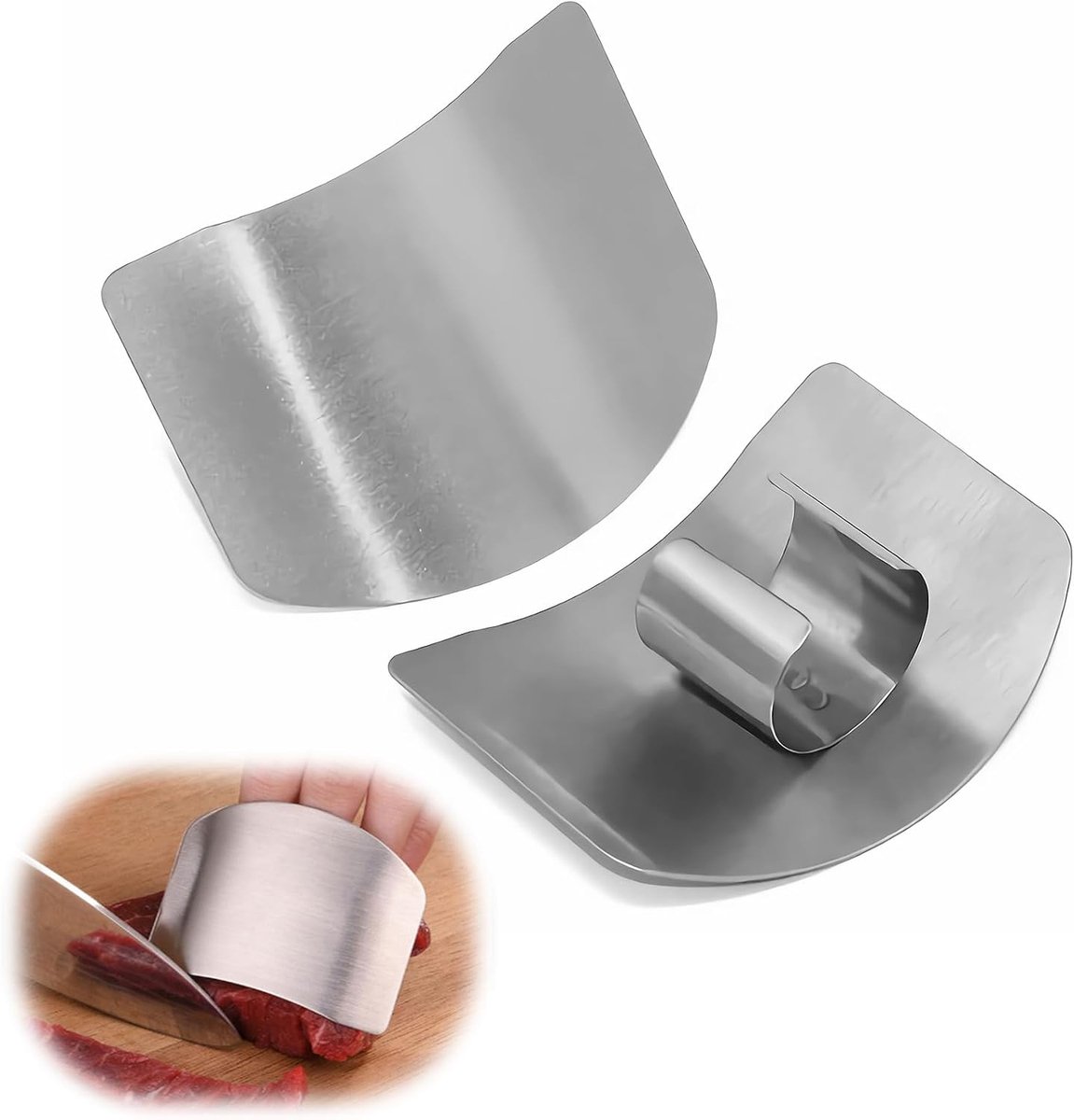 2 Pcs Finger Guards, Stainless Steel Finger Guards, Kitchen Finger Protection Set, for Cutting Fruit and Vegetables - ShopVlot