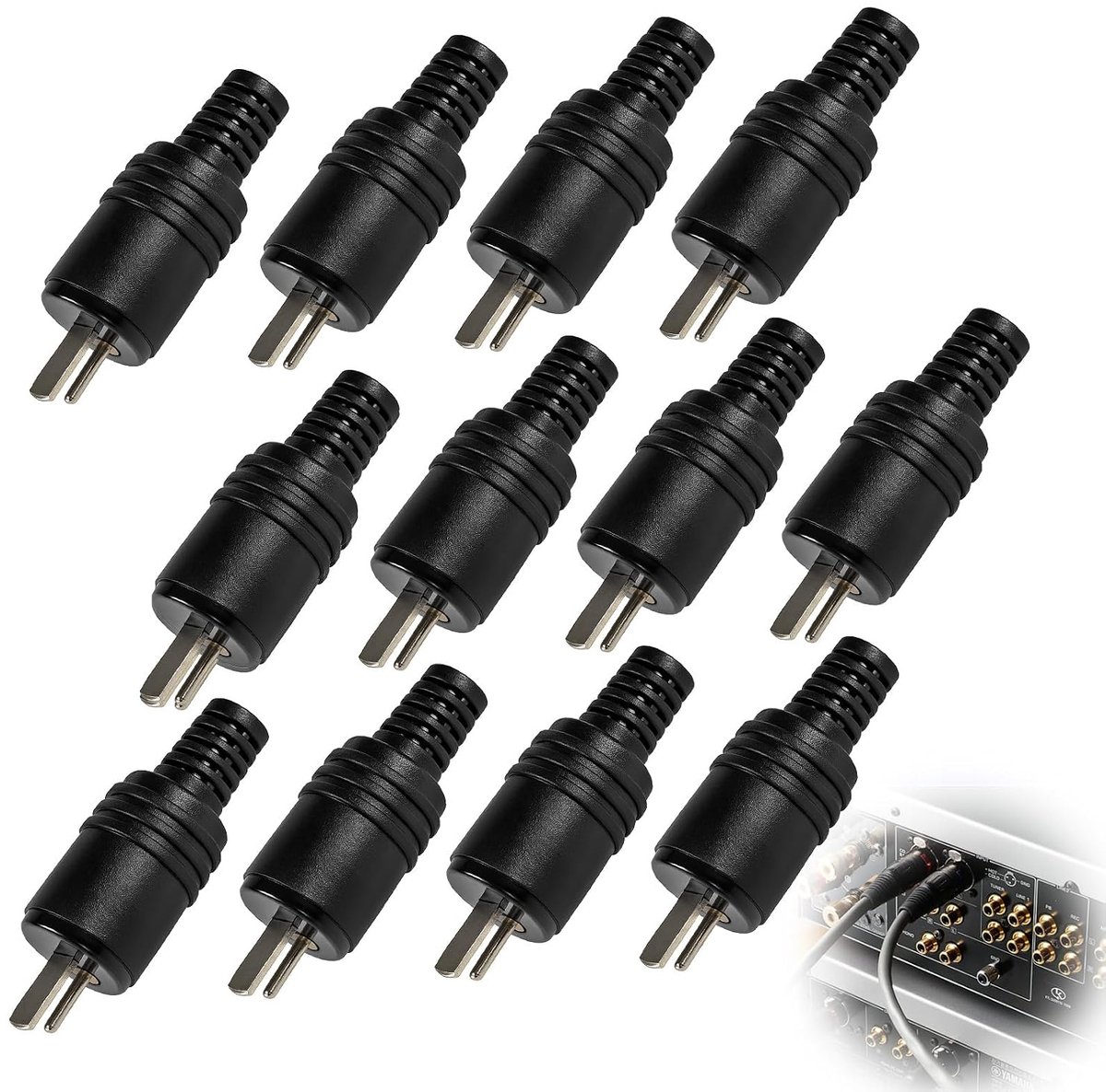 Pack of 12 DIN 2 Pole Speaker Plugs, DIN 2 Pole Speaker Connectors, Seamless Hi-Fi Audio Jack for Amplifier, Vintage - ShopVlot