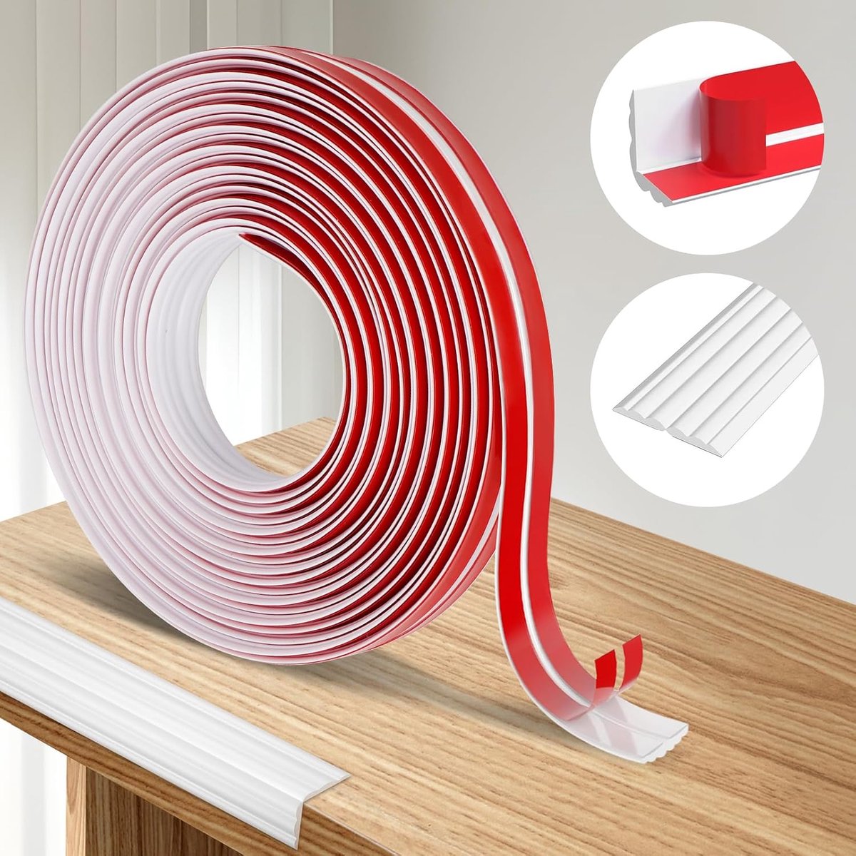 Hossom Self-Adhesive PVC Skirting Board, 20 mm x 6 m, Edge Protection for Wall with Torn Stripes, Flexible Corner - ShopVlot