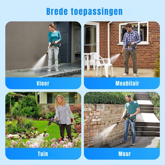 Ploutos® Hogedrukreiniger - Terrasreiniger - Snoerloos & Compact - Zwart - 46cm x 8cm x 26cm van Ploutos — afbeelding 2