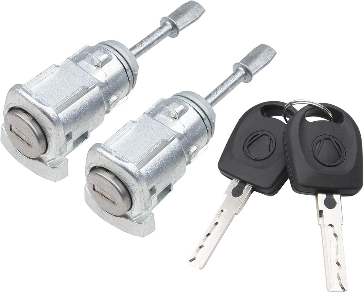 KASturbo Left Front Right Door Cylinder Lock Compatible with Golf IV Bora Passat B5 Skoda Fabia 3B0837167 3B0837168 - ShopVlot