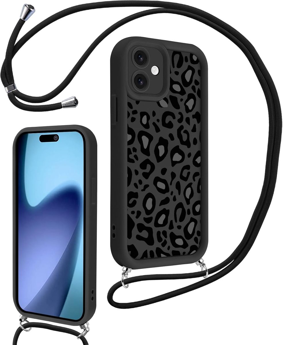 Mobiel hoesje 17 inch - Aesthetic luipaard design - Siliconen bumper - Bescherming met verstelbare schouderband - ShopVlot