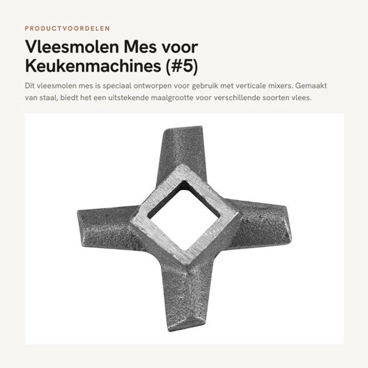 Vleesmolen Professioneel - Kruisvormig Snijgereedschap - Vleeswolf Onderdelen - Roestvrij Staal - Geschikt voor Worsten - Hoogwaardig en Wasbaar - Vleesmes