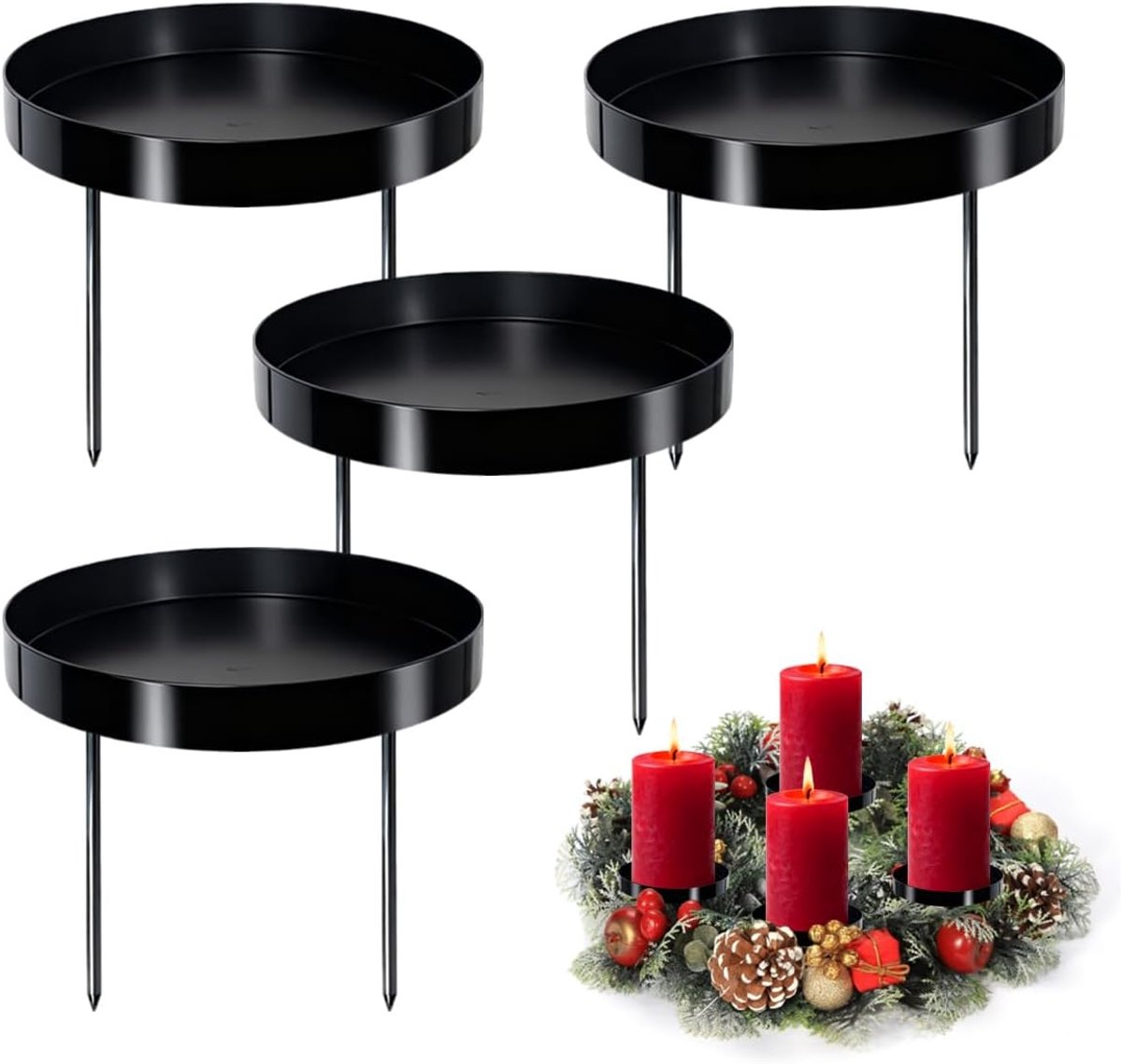 Kaarsenhouder Adventskrans (4) - zwart - stijlvolle uitstraling - perfect voor sfeervolle avonden - ShopVlot