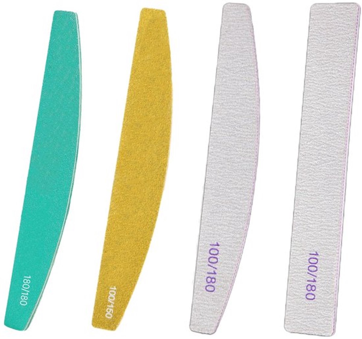 Nagelvijl Set van 4 - Halve Maanvorm - Korrel 100/180 - Professionele Manicure - Geschikt voor Gelnagels - Duurzaam Schuurpapier - Nagelvijlen