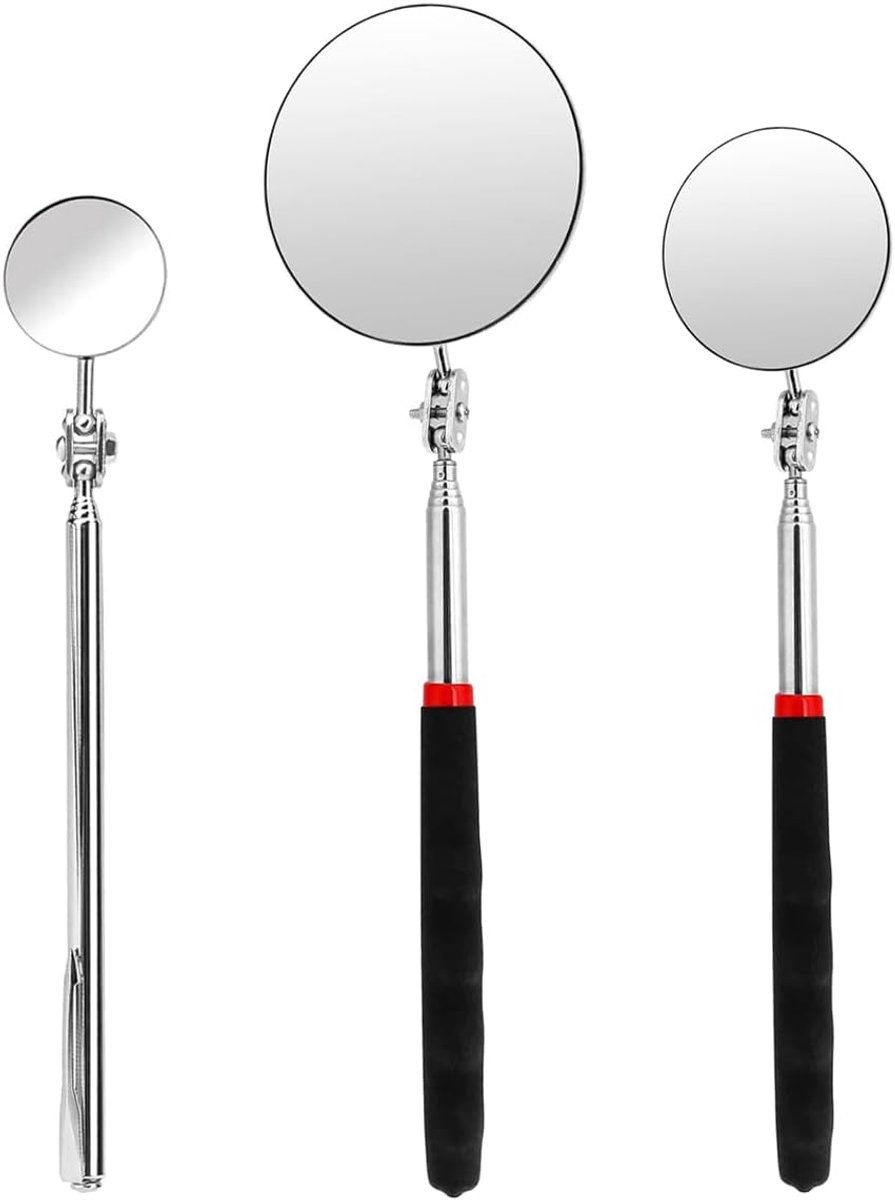 Telescopische inspectiespiegel set - 3 maten 3/5/8.2 cm - Verstelbare handvatten 17.7-50.4 cm - ShopVlot
