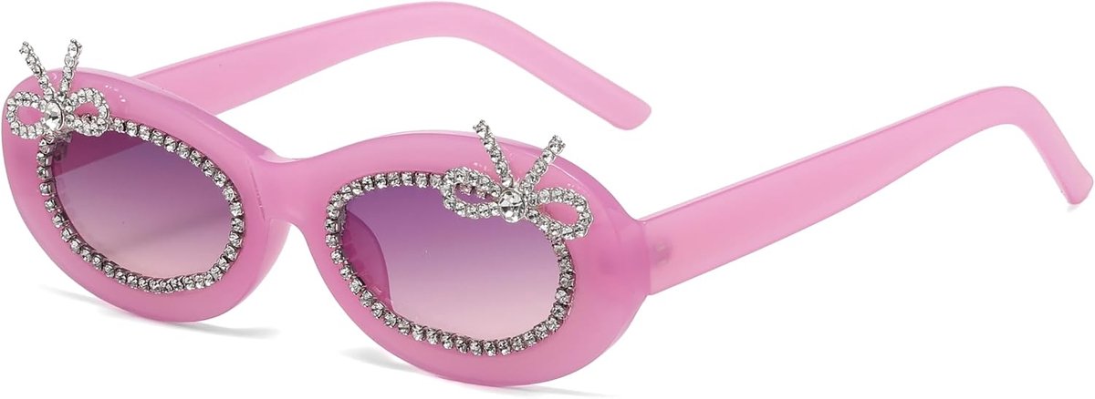 Zonnebril Dames - Ovale Diamanten - Schattige Strik - UV-bescherming voor Feesten - ShopVlot