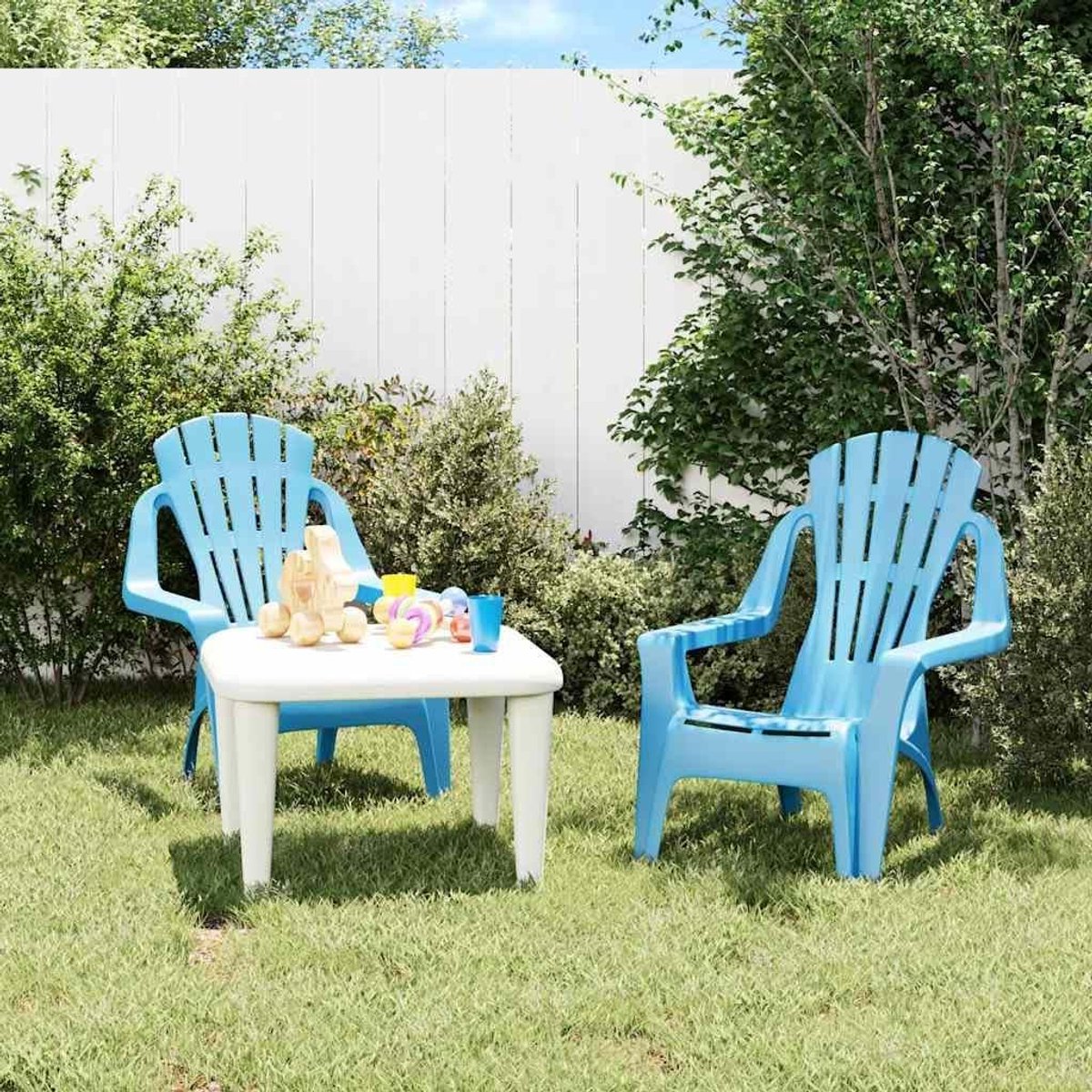 Kinder Tuinstoelen - Kinderzitjes Buiten - Buiten Zitten - Ergonomische Rugleuning - 37 x 34 x 44 cm - Blauw
