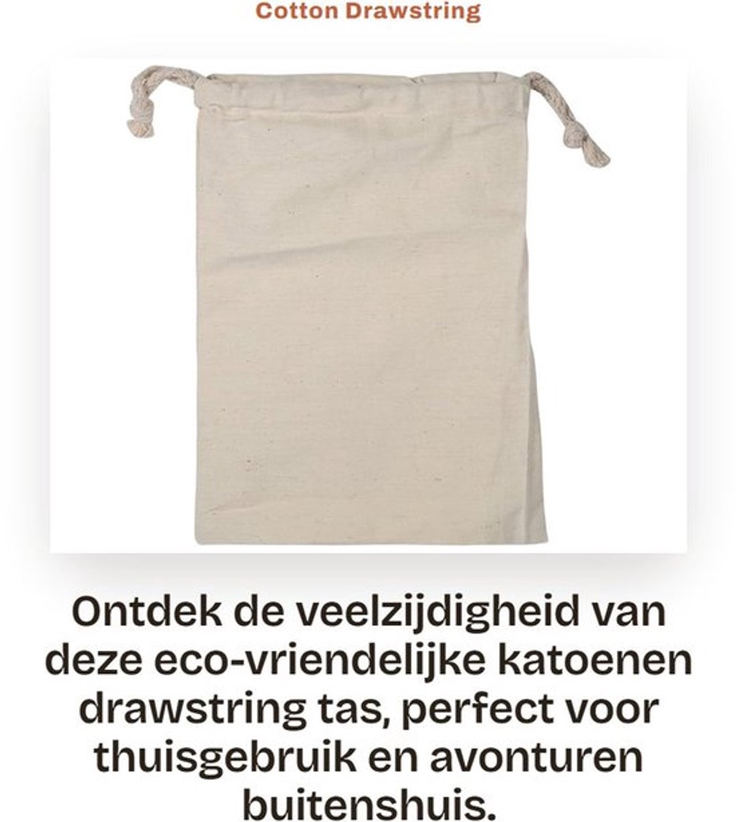Waszak Groot - Katoenen Tas - Multifunctioneel - Ademend - Trekkoord - Milieuvriendelijk Katoen - Ruimtebesparend - Opslagzak