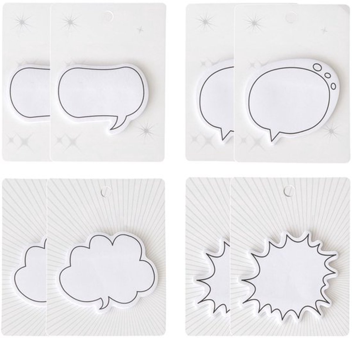 Sticky Notes 240 Stuks - Bubbeldesign - Gespreksvormen - Compact Formaat - Kantoor/Thuis - 4 Unieke Ontwerpen - Notitieblaadjes