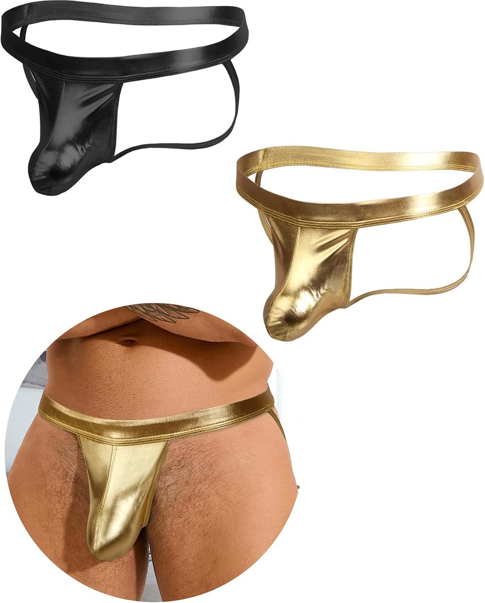 Jockstrap heren thong - zwart/goud - S - sexy design - perfect voor elke gelegenheid - ShopVlot