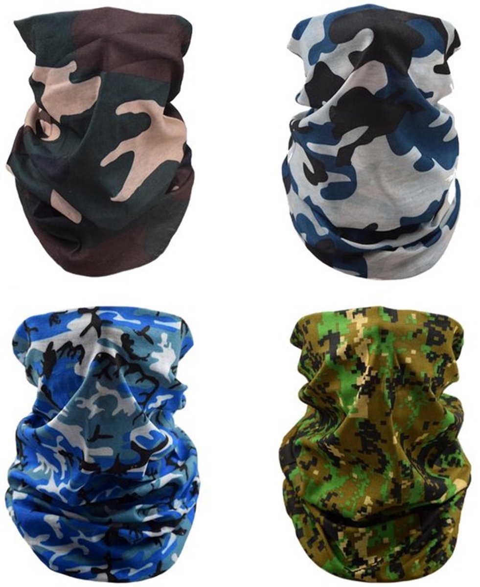 Hoofdbedekking 4 stuks - Multifunctionele Bivakmutsen - Gezichtsmasker - Winddichte Halsdoek - Lichtgewicht Polyester - Ademend en Huidvriendelijk - Bivakmuts