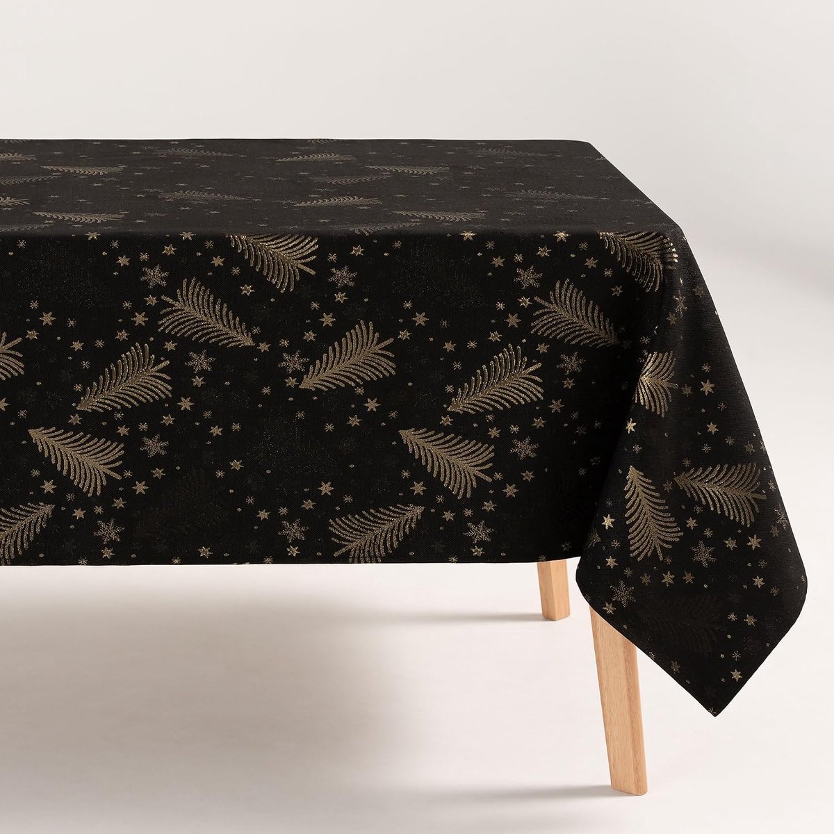 Tafellaken kerst 140 x 200 cm - Jacquard gouden garen - Bloemenpatroon - Elegante kerstdecoratie - ShopVlot