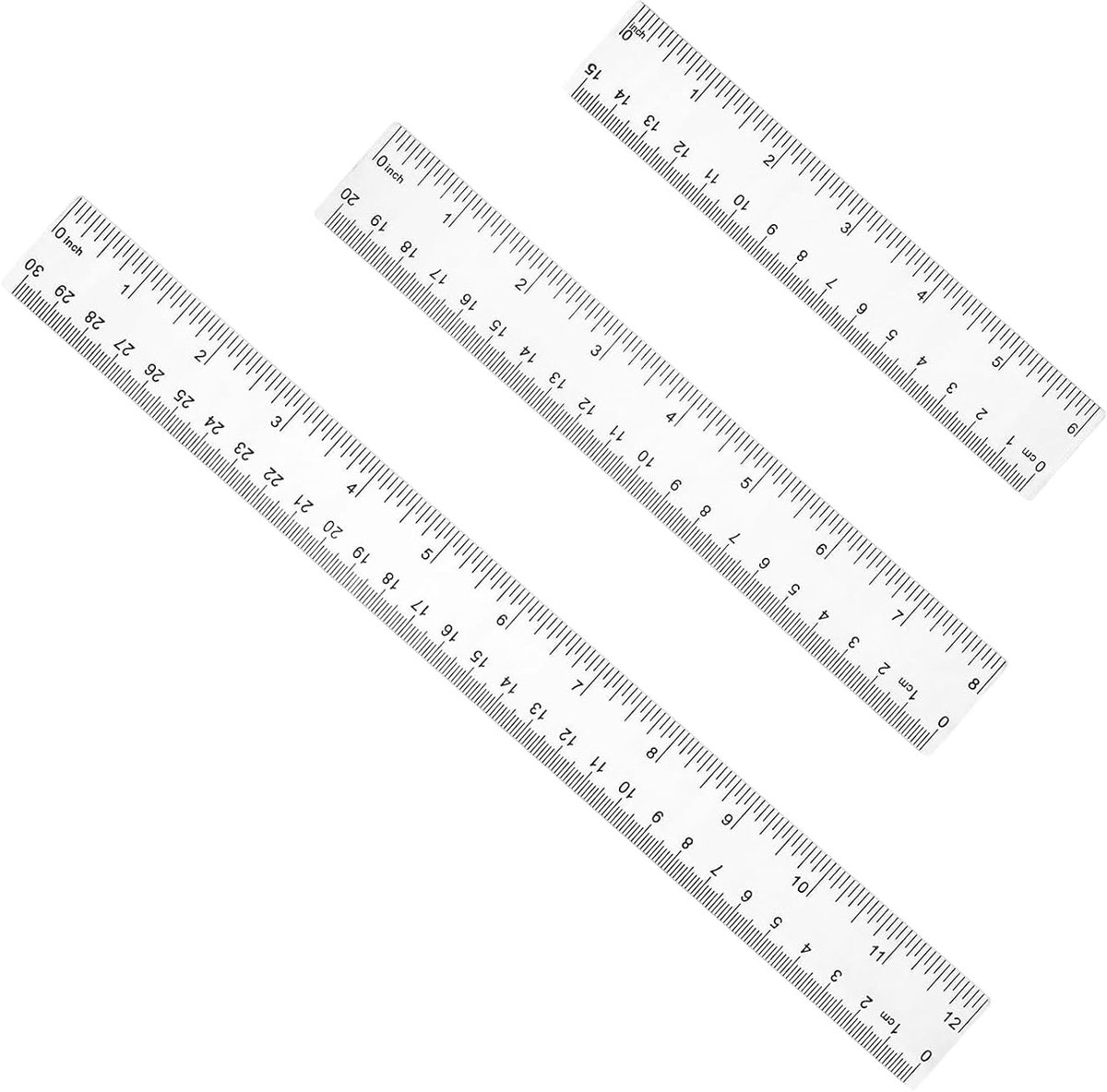 Linialen set 15 cm, 20 cm, 30 cm - transparant kunststof - flexibel en nauwkeurig - ideaal voor school en kantoor - ShopVlot