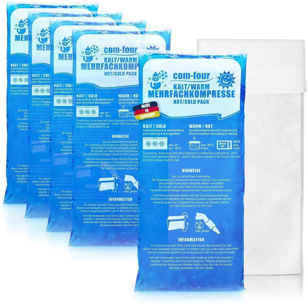 Meervoudig kompres 5x groot - fleece hoes - warme en koude toepassing - ideaal voor pijnverlichting - ShopVlot