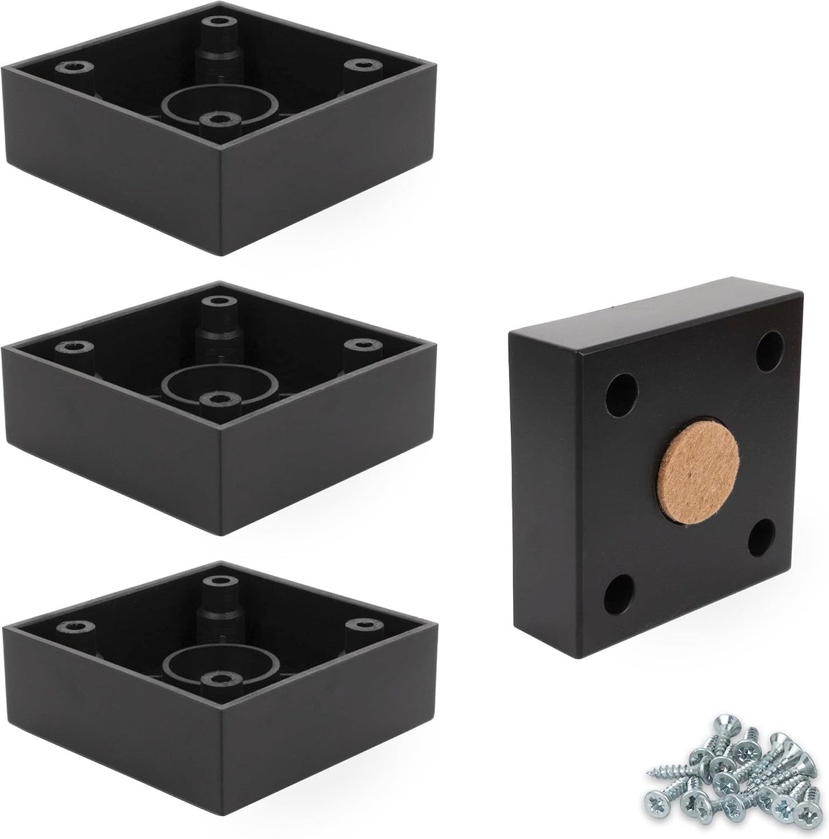 Meubelpoot 2,5 cm hoog - vierkante kunststof - met viltglijders - ideaal voor meubels - ShopVlot