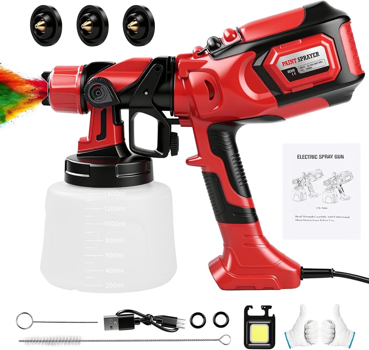 Accu-verfspuitsysteem 650 W - draadloos lakpistool - 3 sproeiers - ideaal voor muurverf - ShopVlot