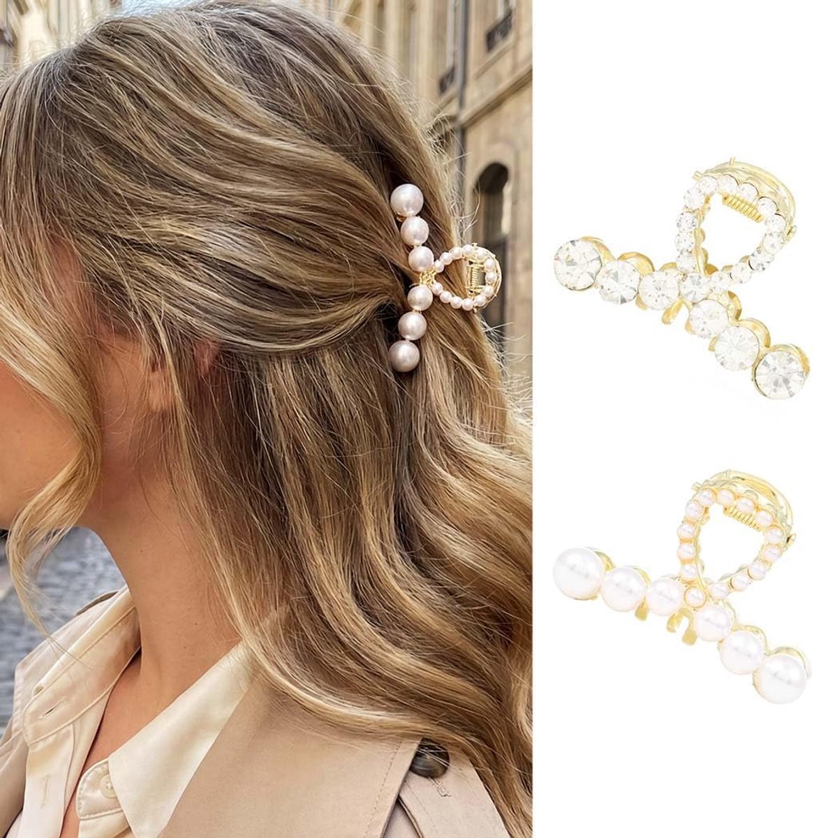 Haarspeldjes mini - Gouden met parels en rhinestones - Non-slip voor langdurige stijl - Perfect voor opsteekkapsels - ShopVlot