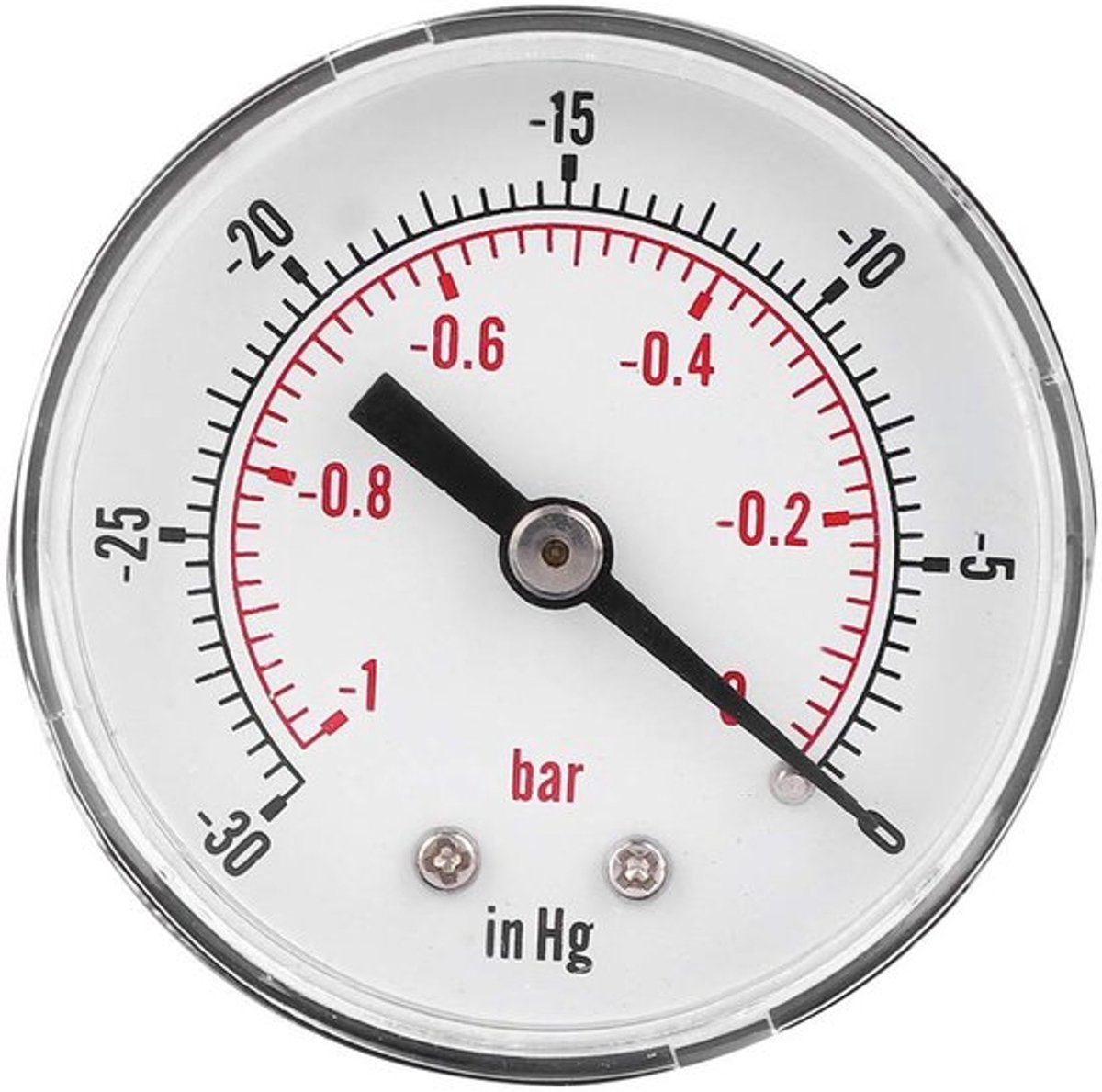 Vacuum Gauge 50mm - Drukmeter - 1/8 BSPT Achteraansluiting - Messing Onderdelen - Transparante Deksel - Duurzaam