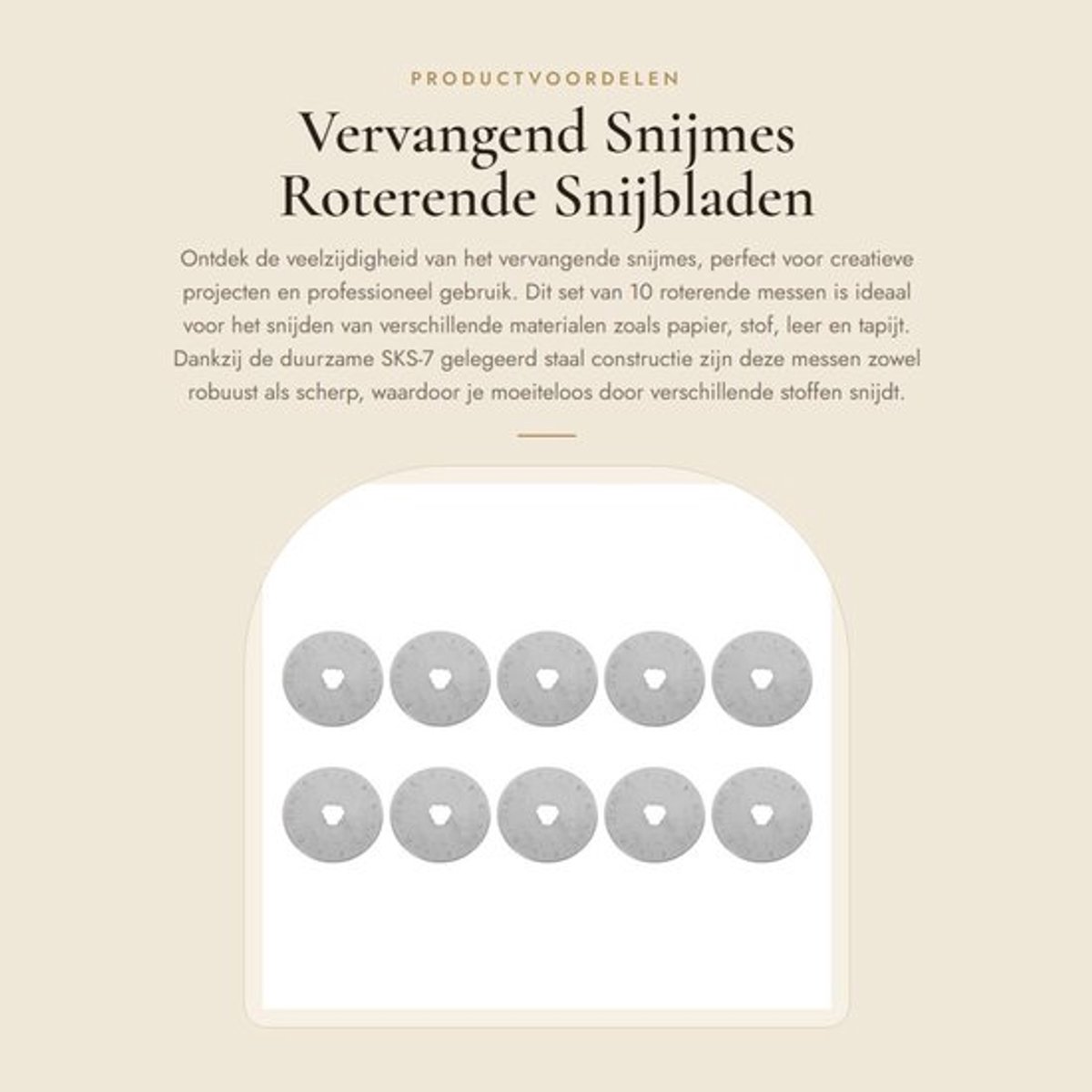 Snijmes Vervangend 10 Stuks - Roterende Messen - Gelegeerd Staal - Hoogte Snijprestaties - Voor Stof/Papier/Leer - Roterend Mes
