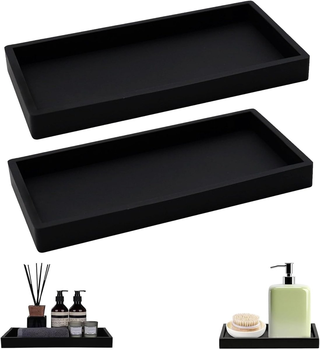 2 Pieces Silicone Bathroom Serving Blade Black, 20×10×2cm - Aus Silikon, Leicht zu Reinigen, für Küche und Bad - ShopVlot