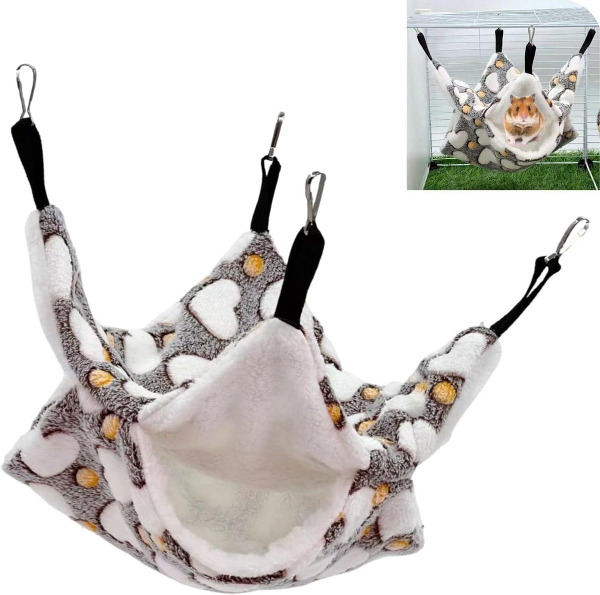 Small Animal Hammock Guinea Pigs, Double Layer, Warm Hamster Cage, Hammock Soft Hammock for Hamsters, Ferrets - ShopVlot