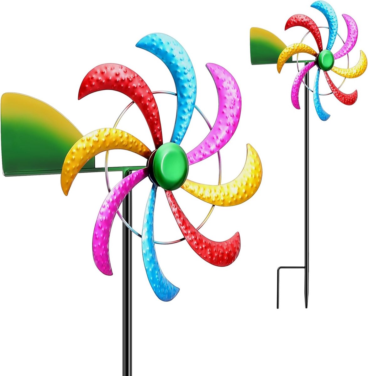 Windmill Garden Wind Flag Christmas Garden Decoration Metal Garden Stake Windmill Outdoor Standing Windmill Windsock - ShopVlot