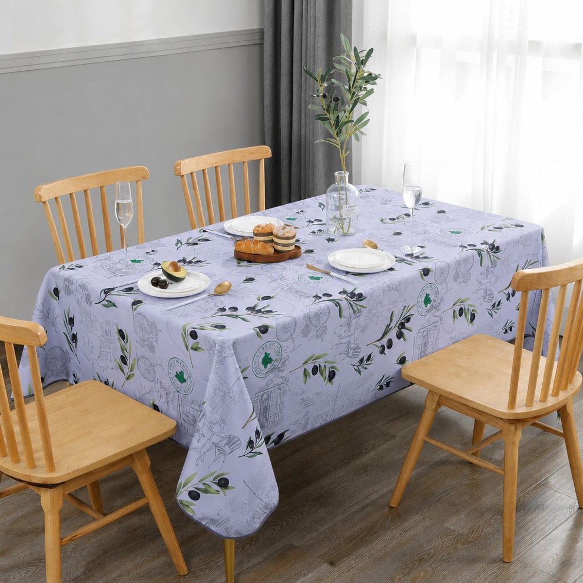 Tafelkleed Olijf Lila 145x240cm - Tafellaken Polyester - Vocht- en vuilafstotend