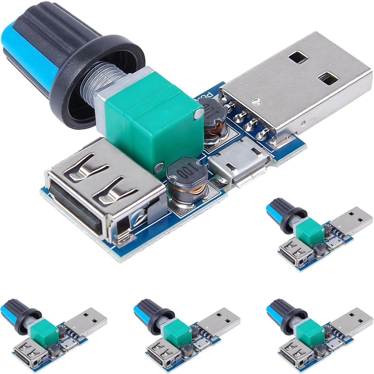 5 x 5 V USB Fan Speed Controller, Fan Speed, Stepless Controller with Switching Module, Mini DC 4-12 V to 2.5-8 V, 5 - ShopVlot