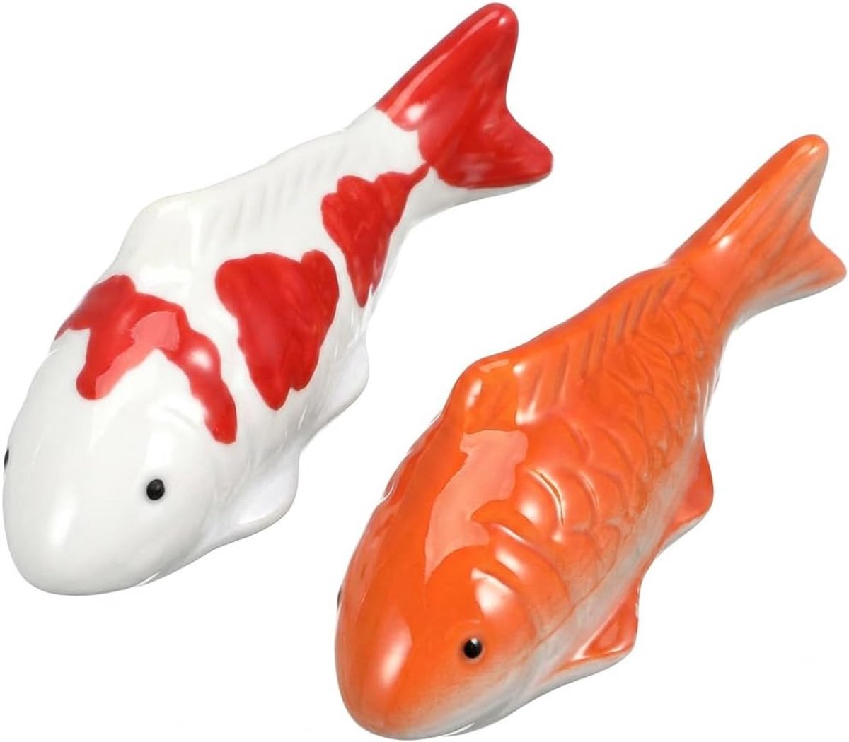 2 stuks drijvende keramische vissen, realistische handbeschilderde visdecoratie voor vijver, fontein, mini-vijver en - ShopVlot