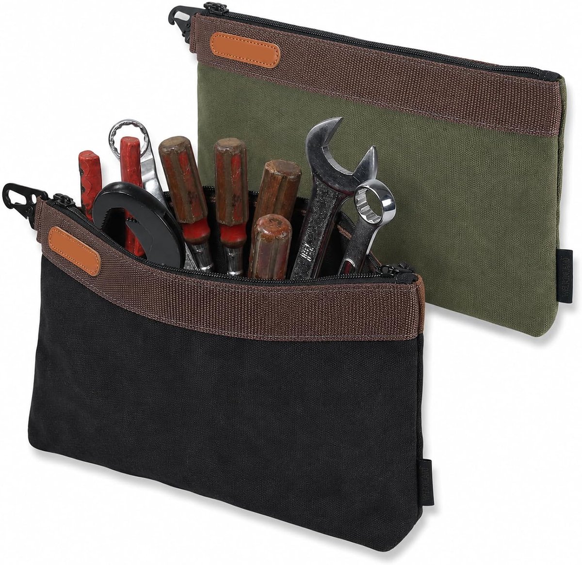 2 x robuuste gereedschapstas, 33 cm, gewaxt canvas, waterdicht, gereedschapstas met ritssluiting voor elektriciens - ShopVlot