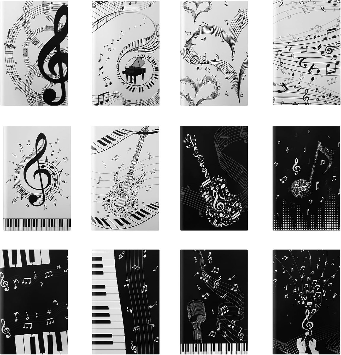12 Pack Music Cover Mini Notepads Notebook Horizontal Line Musical Small Memo Pocket Notebook Musicians Gifts Music - ShopVlot