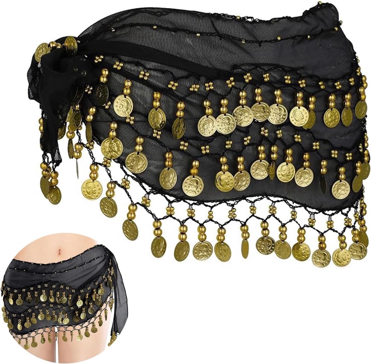 Belly Dance Hip Scarves Belly Dance Costume Belly Dance Belt Belly Dance Skirt Coins Belly Dance Costume with 128 Gold - ShopVlot