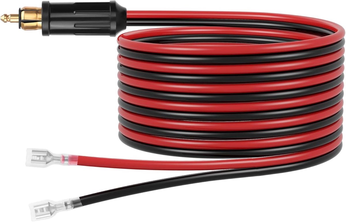CERRXIAN DIN motorcycle cigarette lighter male to 6.3mm female spade crimp terminal cable, 12V replacement European - ShopVlot