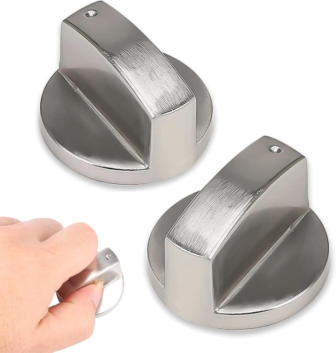 Kitchen Knobs, 2 Pieces, Brushed Metal, Cooker Knob, Stove Control, Universal Kitchen Knobs, Switch Knobs for Oven - ShopVlot
