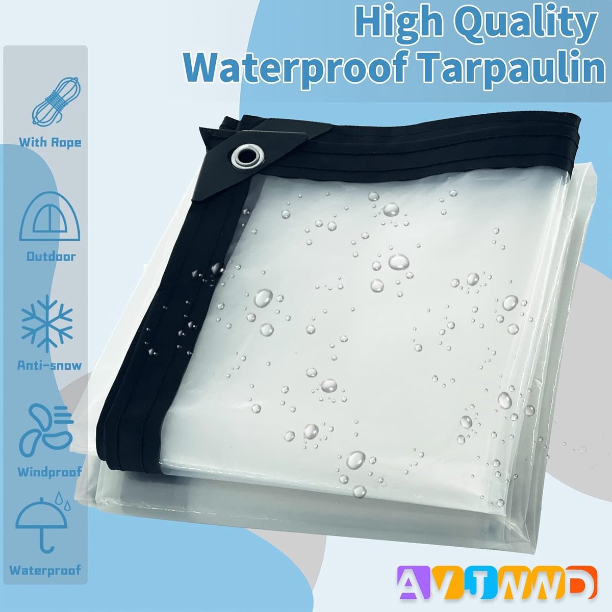 Waterproof Transparent Tarpaulin with Eyelets Tarpaulin Protective Cover Weatherproof Tarpaulin for Outdoor Garden - ShopVlot