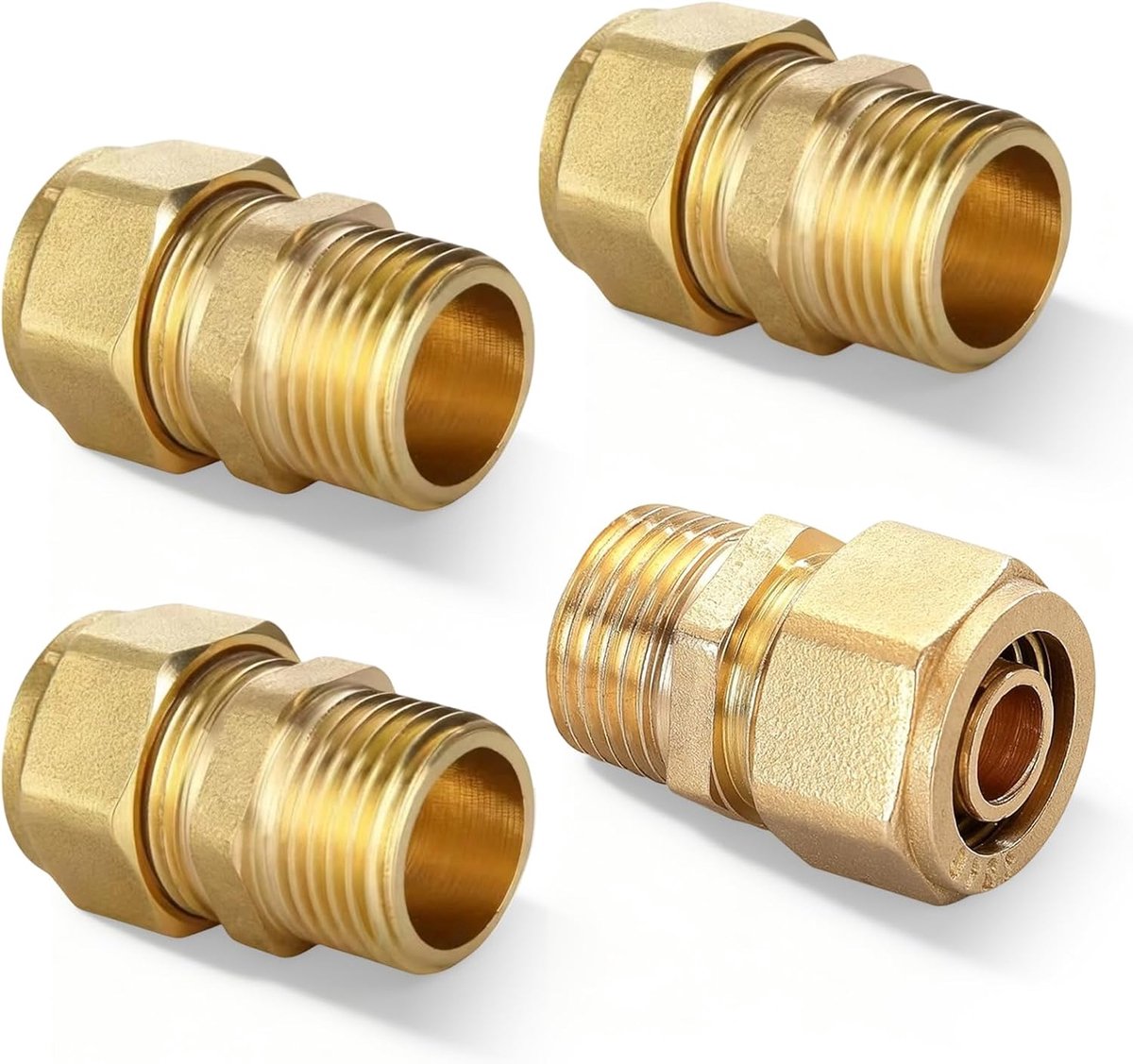 4pcs Screw Fitting Transition, 16mm×1/2 Inch Connection Screw Connection Clamp Ring Screw Connection Brass Screw - ShopVlot