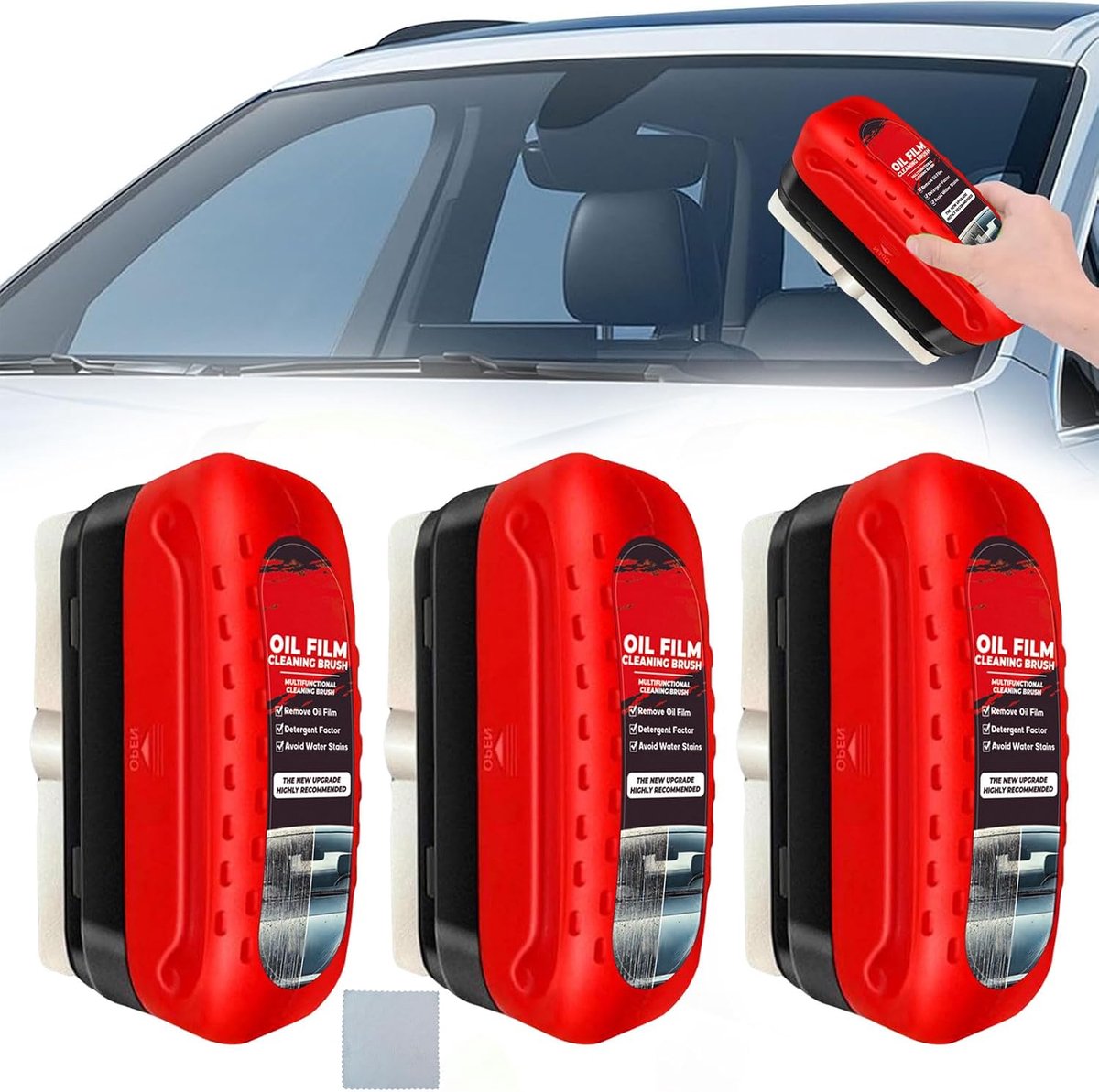 Automotive Oliefolie Cleaning Borst, 3 stuks olieafstotende folie voor autoruiten, voorruitreiniger, auto olie film - ShopVlot