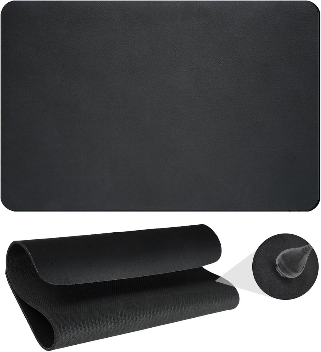 Afdruipmat voor servies, 40 x 30 cm, lekbak voor gootsteen van hittebestendig, antislip kiezelgoer, snel - ShopVlot
