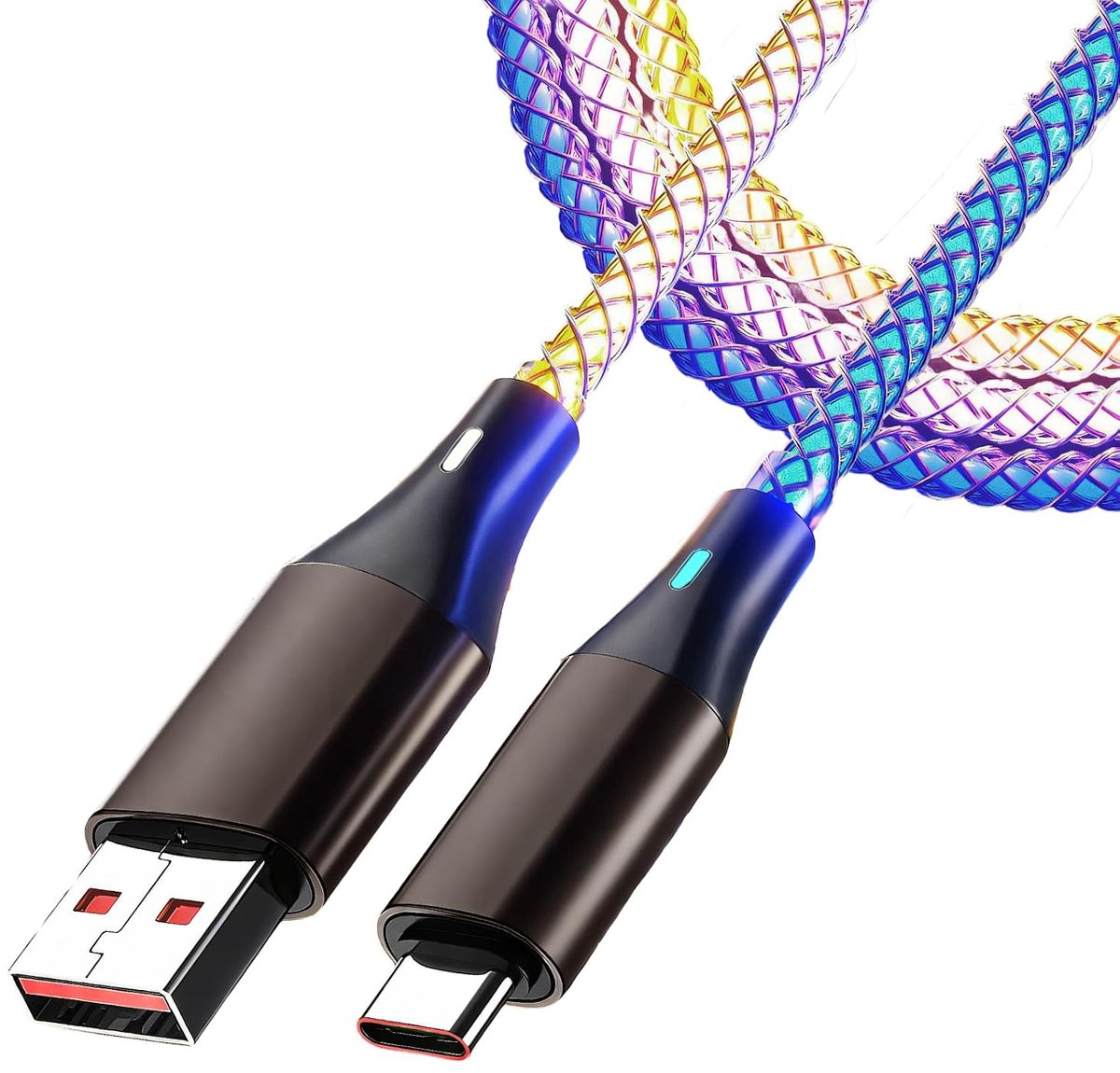 1m USB A to USB C charging cable, data transfer and charging, charging cable with pulsed light for a pleasant - ShopVlot