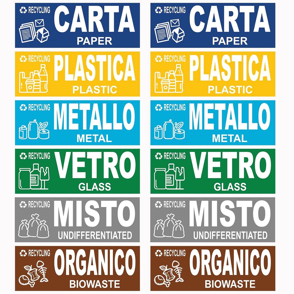 Waste Separation Stickers 15 cm x 5 cm (12 pieces, 15 cm x 5 cm) - ShopVlot