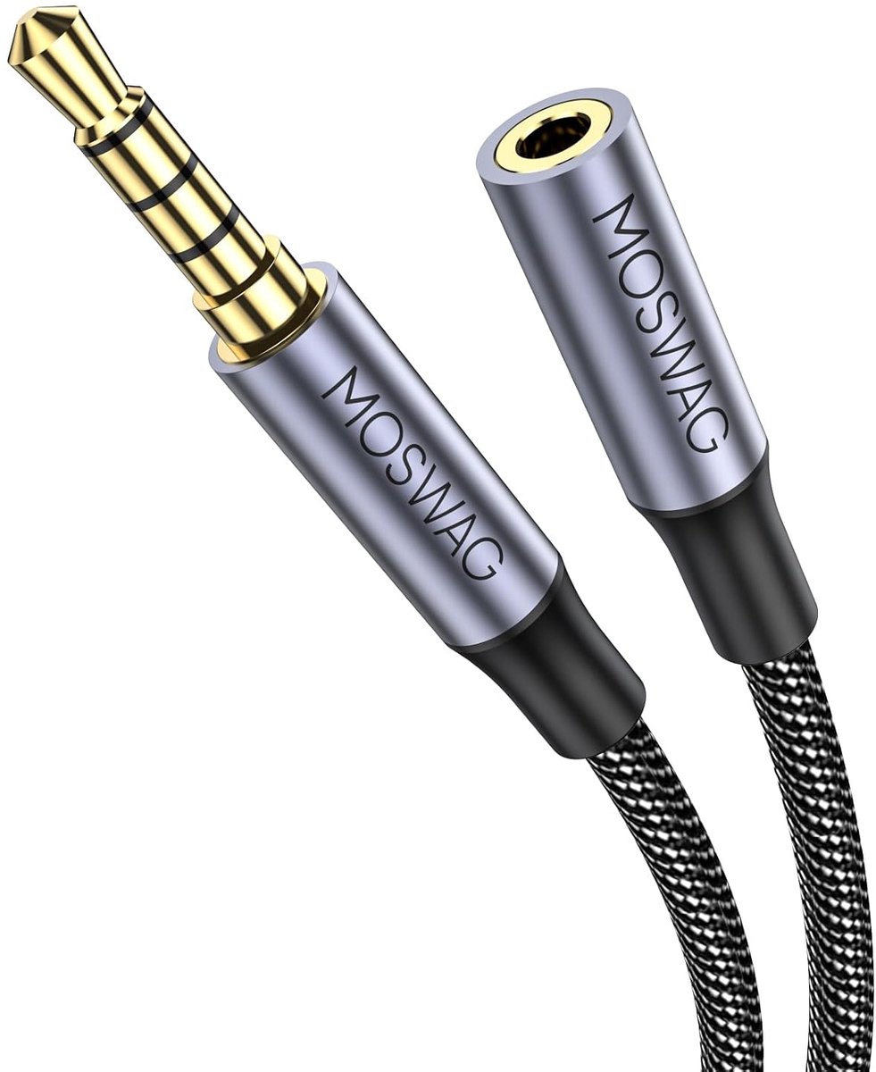 MOSWAG 3M Long 3.5mm TRRS Extension Cable 4 Pole Headphone Cable Male to Female Audio Cable Braided Nylon Cable - ShopVlot