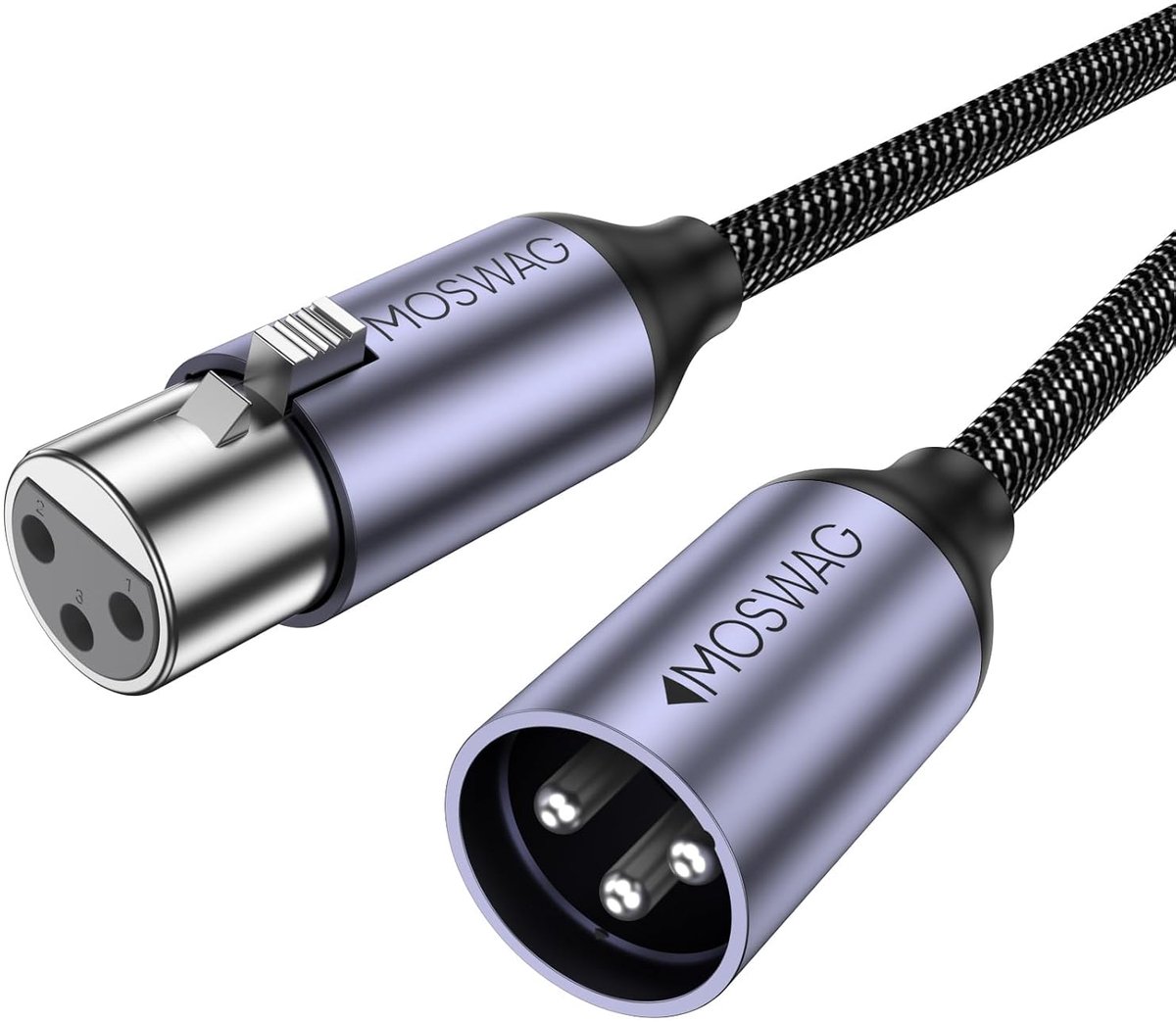 MOSWAG XLR Male to Female Cable, 3-Pin Balanced, Braided, High Performance Microphone for Studio Recording, Live - ShopVlot