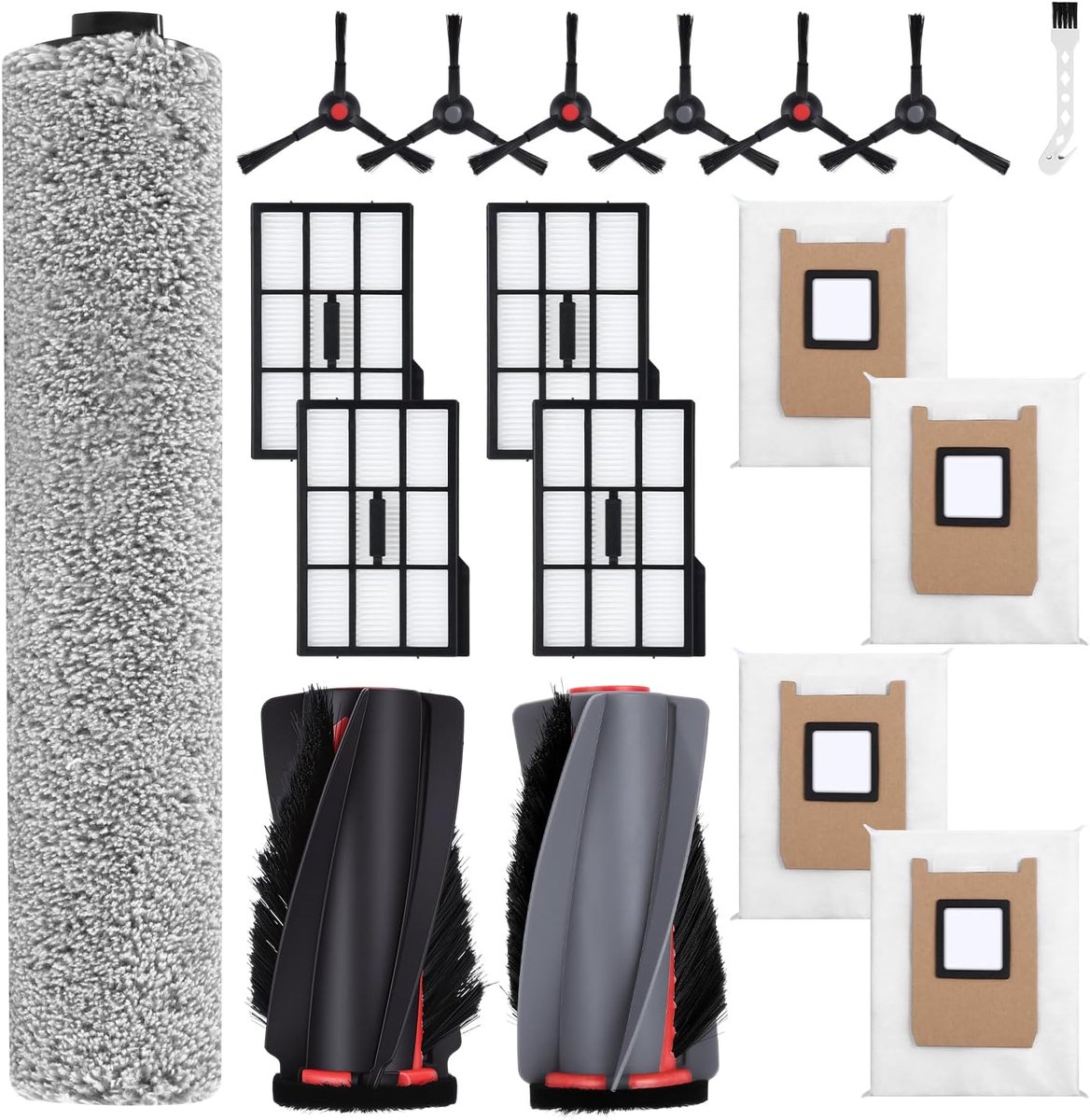 Pack of 18 accessories for eufy E25 Omni/E28 Omni robot vacuum cleaner accessory kit, brush roller and filter, 1 pair - ShopVlot