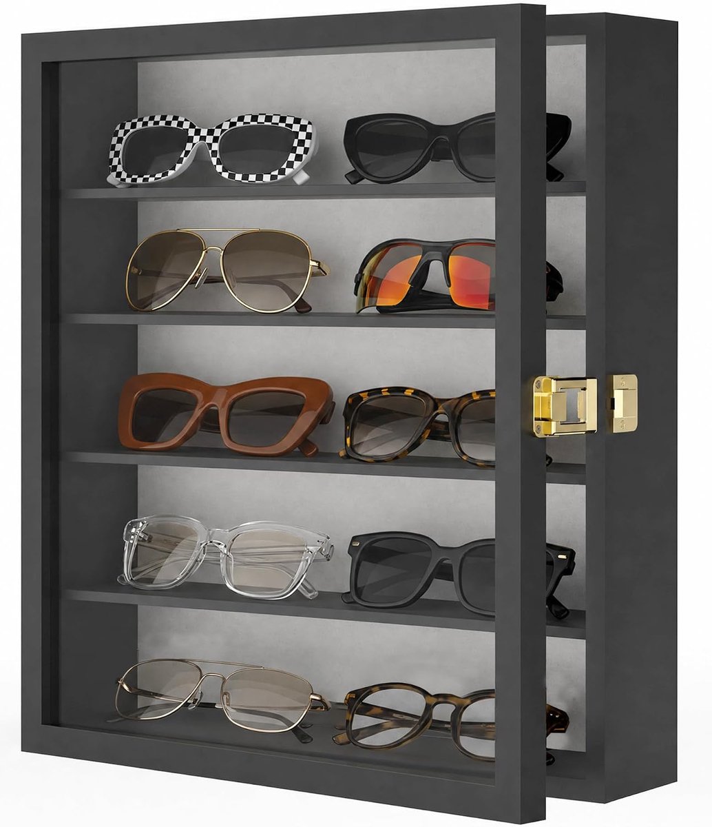 TJ.MOREE Wandgemonteerde zonnebril-organizer, 5 niveaus (zwart) - ShopVlot