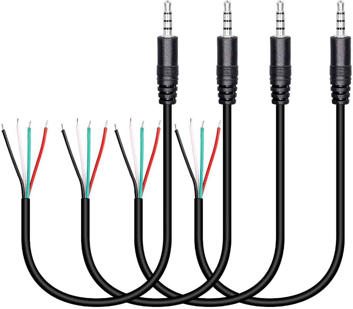 4pcs 3.5mm Male to Bare Wire, 1/8 Inch TRRS 4 Pin Mono Plug to Open Audio Cable, for and Installed Audio Equipment or - ShopVlot